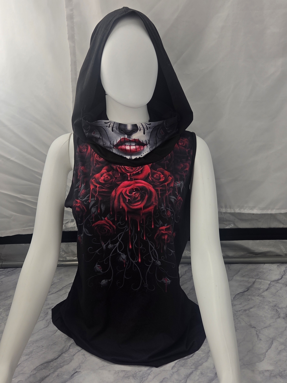 Spiral Direct Blood Rose Hooded Mask Tank Top Goth Grunge Punk Emo Punk XLarge